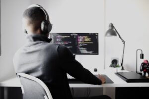 Developer comparing open weight model output on a laptop